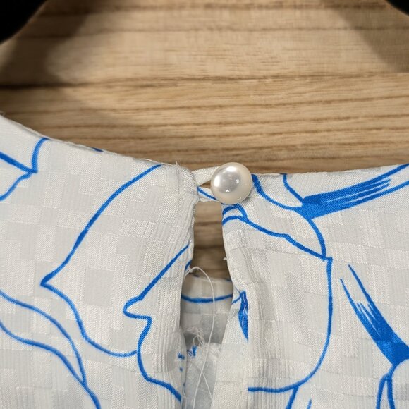 VINTAGE Lady Carol of New York Floral Blue and White Dress String Belt Size 16 - Picture 7 of 9